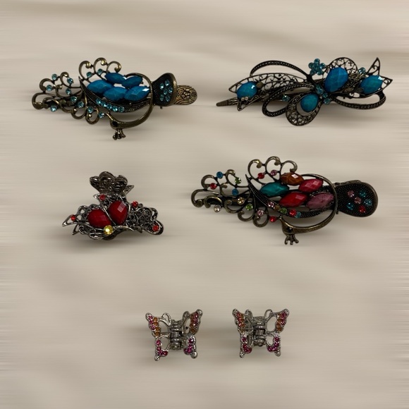 Vintage Hair Clip Bundle Metal Jaw Clip Claw Clip Set of 6 - Picture 13 of 13